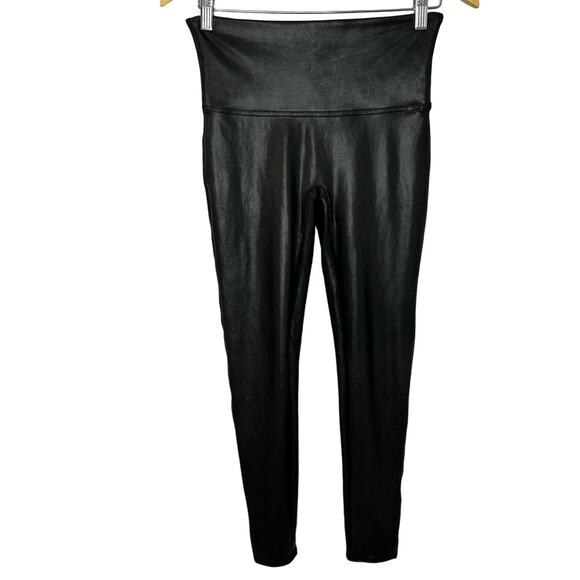 Spanx Faux Leather High Rise Leggings Black Women's Large Pull-on Large - Picture 2 of 11